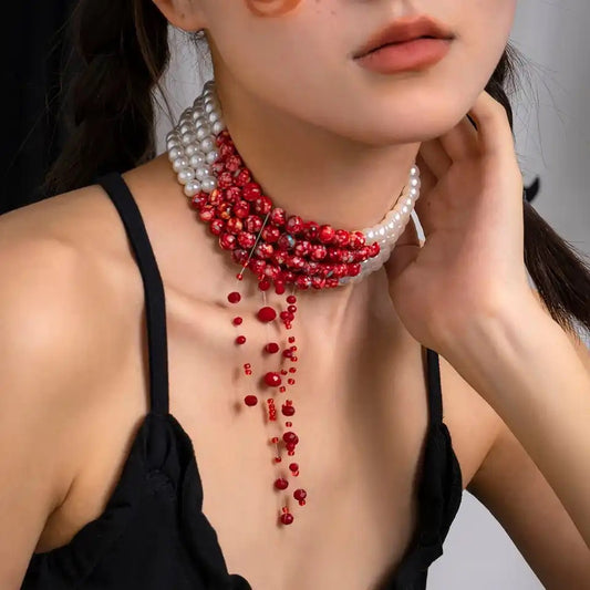 Blood Drop Pearl Necklace